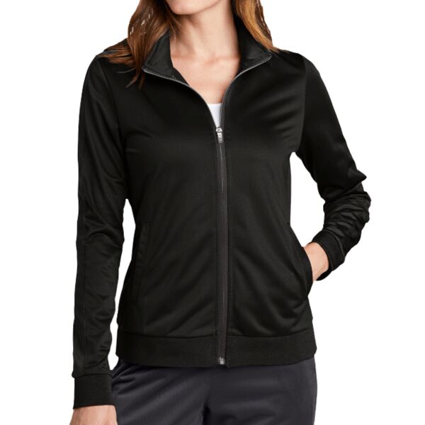 Ladies Tricot Sleeve Stripe Track Jacket Thumbnail