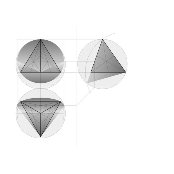 Kegel 2 umhuellt Tetraeder Konstruktion Parallelprojektion Thumbnail