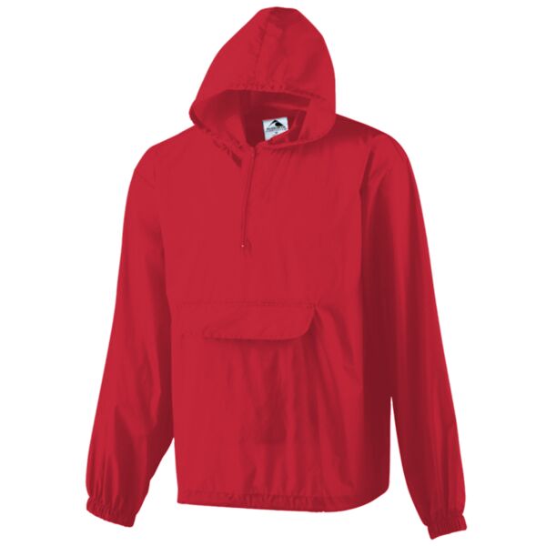 Hooded Nylon Half Zip Pullover Pouch Jacket Thumbnail