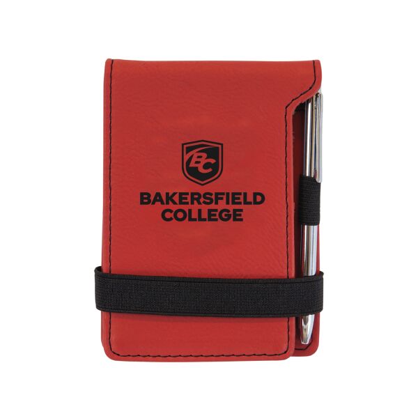 3-1/4" x 4-3/4"  Red Laserable Leatherette Mini Notepad with Pen Thumbnail