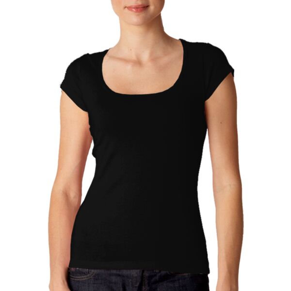 Ladies’ Sheer Rib Blend Scoop Tee Thumbnail