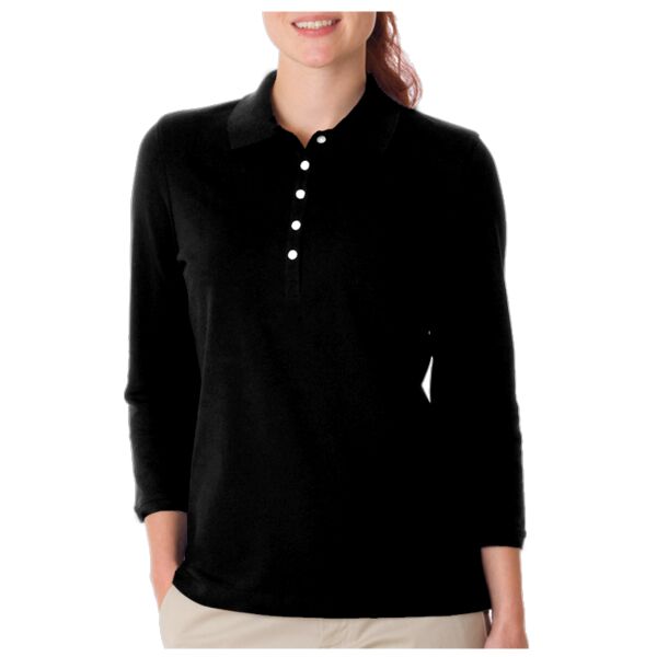 Z0083 Ladies' 3/4-Sleeve Silk-Washed Blend Pique Polo Thumbnail