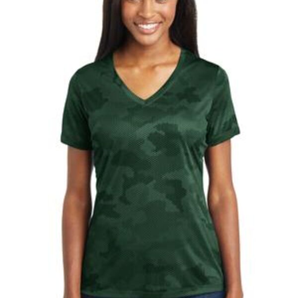 Ladies CamoHex V Neck Tee Thumbnail