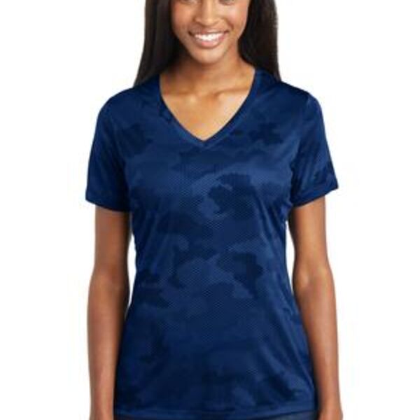 Ladies CamoHex V Neck Tee Thumbnail