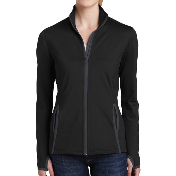 Ladies Sport Wick ® Stretch Contrast Full Zip Jacket Thumbnail