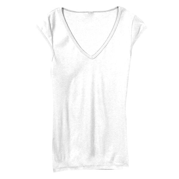 Ladies’  4 oz. Sheer Rib Deep V-Neck Thumbnail