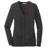 (KM) Ladies Marled Cardigan Sweater Thumbnail