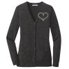 (KM) Ladies Marled Cardigan Sweater Thumbnail
