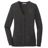 (KM) Ladies Marled Cardigan Sweater Thumbnail