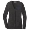 (KM) Ladies Marled Cardigan Sweater Thumbnail