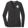 (KM) Ladies Marled Cardigan Sweater Thumbnail