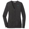 (KM) Ladies Marled Cardigan Sweater Thumbnail