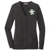 (KM) Ladies Marled Cardigan Sweater Thumbnail