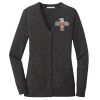 (KM) Ladies Marled Cardigan Sweater Thumbnail