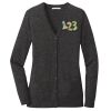 (KM) Ladies Marled Cardigan Sweater Thumbnail