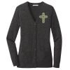(KM) Ladies Marled Cardigan Sweater Thumbnail